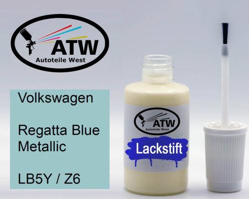 Volkswagen, Regatta Blue Metallic, LB5Y / Z6: 20ml Lackstift, von ATW Autoteile West.